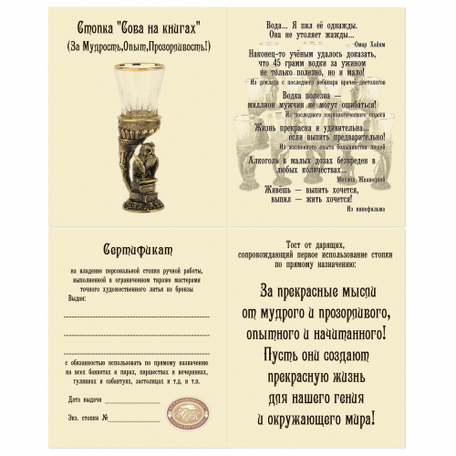 Стопка "Сова на книгах" (За Мудрость,Опыт,Прозорливость!) фото 7